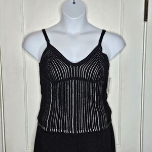NWT DKNY Black & Silver Ribbed Women's Camisole - Size Medium